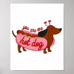 Valentijnsdag Je Bent Eén Heet Honden Cute Dachshu Poster