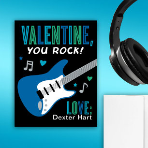 Valentijnsdag Je Rokt Blauwe Gitaar Kinderen Valen Feestdagenkaart