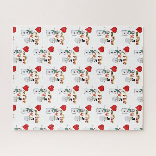 Valentijnsdag Jigsaw Puzzel Harten Fire Sneeuwman (Horizontaal)