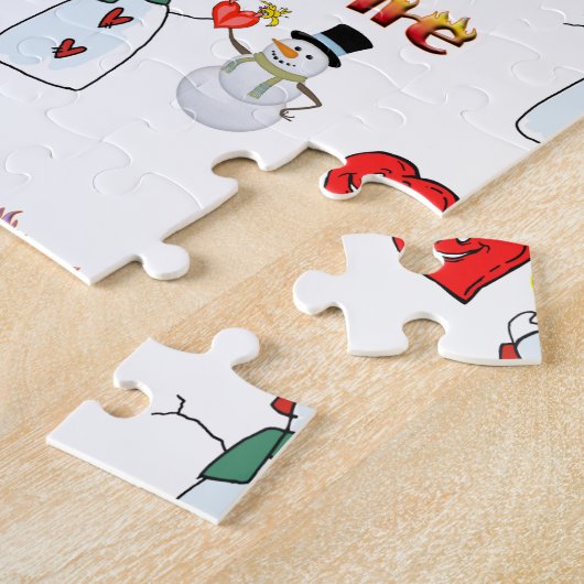 Valentijnsdag Jigsaw Puzzel Harten Fire Sneeuwman (Zijkant)