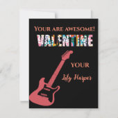 Valentijnsdag Jij Rockt Rode Gitaar Kinderen Valen Notitiekaartje (Voorkant)