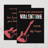 Valentijnsdag Jij Rockt Rode Gitaar Kinderen Valen Notitiekaartje (Voorkant / Achterkant)