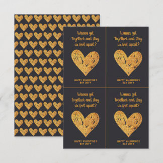 Valentijnsdag Joke Covid Glitter Gold en Black Kaart