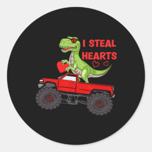 Valentijnsdag Jongens Kinderen Dinosaurus Monstert Ronde Sticker