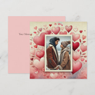 Valentijnsdag Jouw Foto Harten Rood Roze Crème Feestdagenkaart