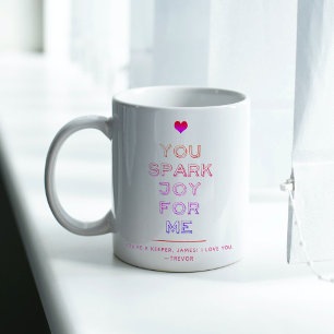 Valentijnsdag Jubileum Love You Spark Joy Tweekleurige Koffiemok