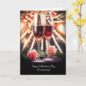 Valentijnsdag Jubileum Roze Champagne Roos Kaart (Gele Bloem)