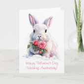 Valentijnsdag Jubileum Schattige Bunny Kaart (Voorkant)