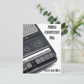 Valentijnsdag kaart, bandrecorder 80's feestdagenkaart (Staand voorkant)