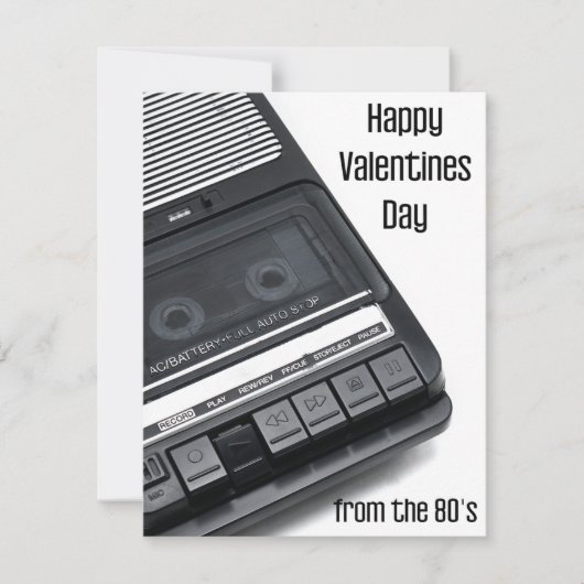 Valentijnsdag kaart, bandrecorder 80's feestdagenkaart (Voorkant)