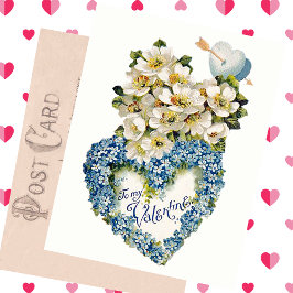  Valentijnsdag Kaart Blauw Bloemen Hart