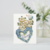  Valentijnsdag Kaart Blauw Bloemen Hart (Staand voorkant)