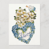  Valentijnsdag Kaart Blauw Bloemen Hart (Voorkant)