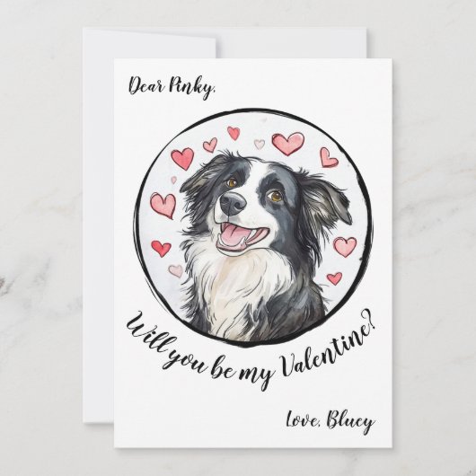 Valentijnsdag kaart Border Collie (Voorkant)