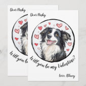 Valentijnsdag kaart Border Collie (Voorkant / Achterkant)