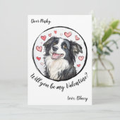 Valentijnsdag kaart Border Collie (Staand voorkant)