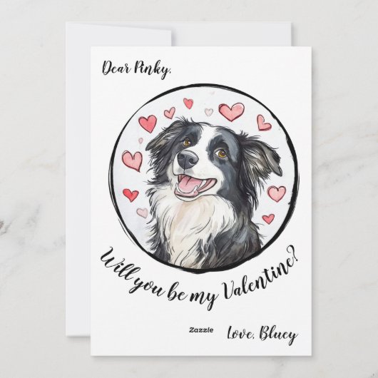 Valentijnsdag kaart Border Collie (Achterkant)