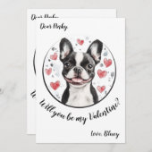 Valentijnsdag kaart Boston Terrier (Voorkant / Achterkant)