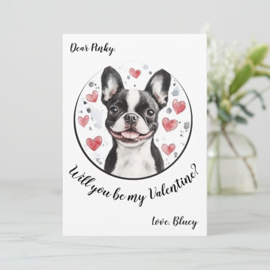 Valentijnsdag kaart Boston Terrier (Staand voorkant)