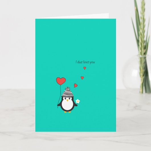 Valentijnsdag Kaart - Cute Penguin Illustratie (Voorkant)