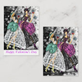 Valentijnsdag Kaart Dames Drink rode wijn Notitiekaartje (Voorkant / Achterkant)