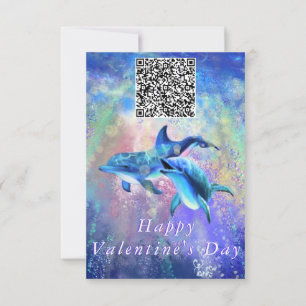 Valentijnsdag Kaart Dolphin Couple QR Code Wish
