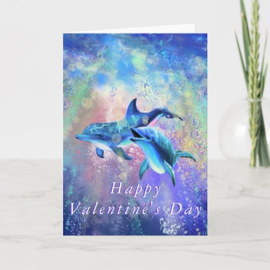 Valentijnsdag Kaart Dolphin Couple - Romantisch (Voorkant)