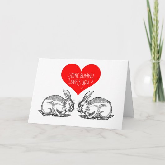 Valentijnsdag Kaart: "Een konijn houdt van je." Feestdagen Kaart (Voorkant)