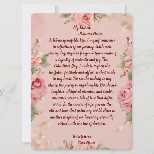 Valentijnsdag Kaart Floral Bliss (Voorkant)