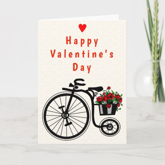 Valentijnsdag Kaart Flowers Bike - Jouw tekst (Voorkant)