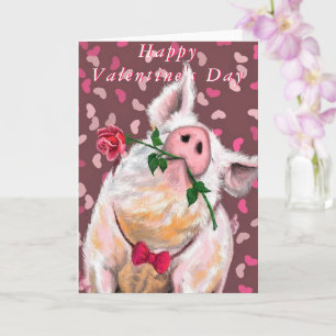Valentijnsdag Kaart Gentleman Pig Fun