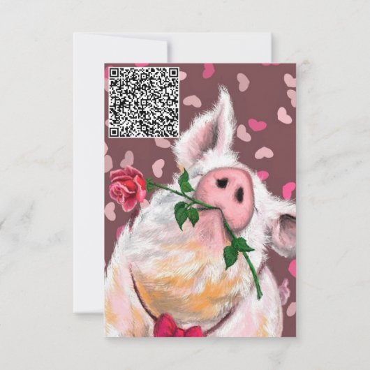 Valentijnsdag Kaart Gentleman Pig QR Code Wish (Achterkant)