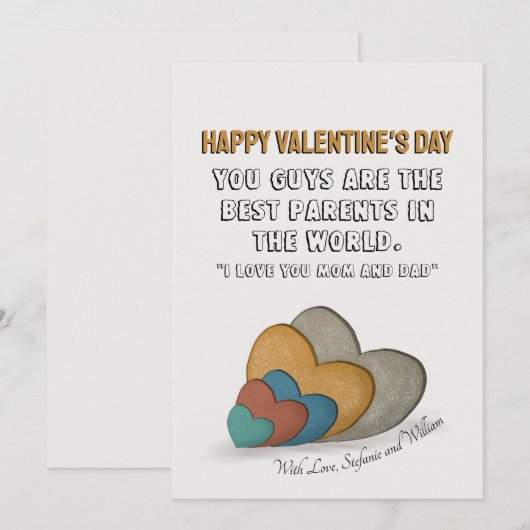 Valentijnsdag Kaart Gezegden voor mam en pap (Voorkant / Achterkant)