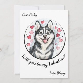 Valentijnsdag kaart Husky