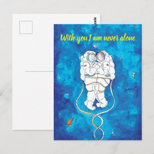 Valentijnsdag Kaart Loving Astronauts Paar (Voorkant / Achterkant)