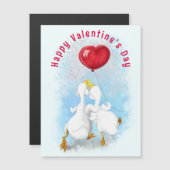Valentijnsdag Kaart Magnet met Koppel Eend Liefde (Voorkant / Achterkant)