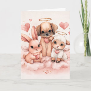 Valentijnsdag kaart met baby Cupido dieren
