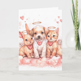 Valentijnsdag kaart met baby konijn, puppy
