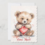 Valentijnsdag kaart met Beer en aangepaste tekst (Voorkant)