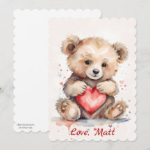 Valentijnsdag kaart met Beer en aangepaste tekst