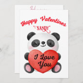 Valentijnsdag kaart met een schattig panda beer (Voorkant / Achterkant)