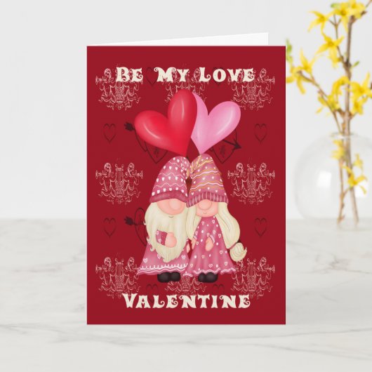 Valentijnsdag Kaart met Gnomen in Love (Gele Bloem)