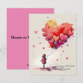 Valentijnsdag Kaart met hartballonnen (Voorkant / Achterkant)