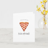 Valentijnsdag Kaart met Heart Pizza Slice (Gele Bloem)