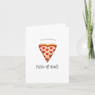 Valentijnsdag Kaart met Heart Pizza Slice