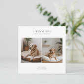 Valentijnsdag Kaart met 'Ik Woef Jou' Foto voor Hu (Staand voorkant)