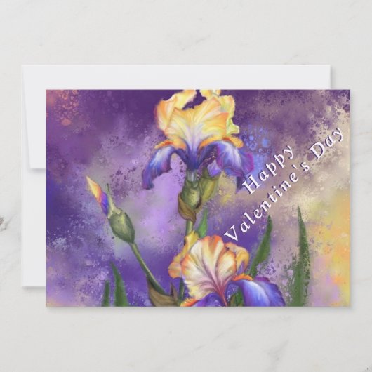 Valentijnsdag Kaart met Iris Flowers (Voorkant)