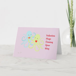 Valentijnsdag Kaart met kleurrijke octopussen