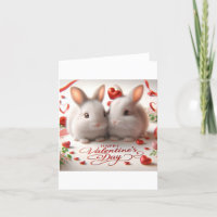 Valentijnsdag kaart met konijntjes