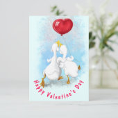 Valentijnsdag Kaart met paar eend liefde (Staand voorkant)